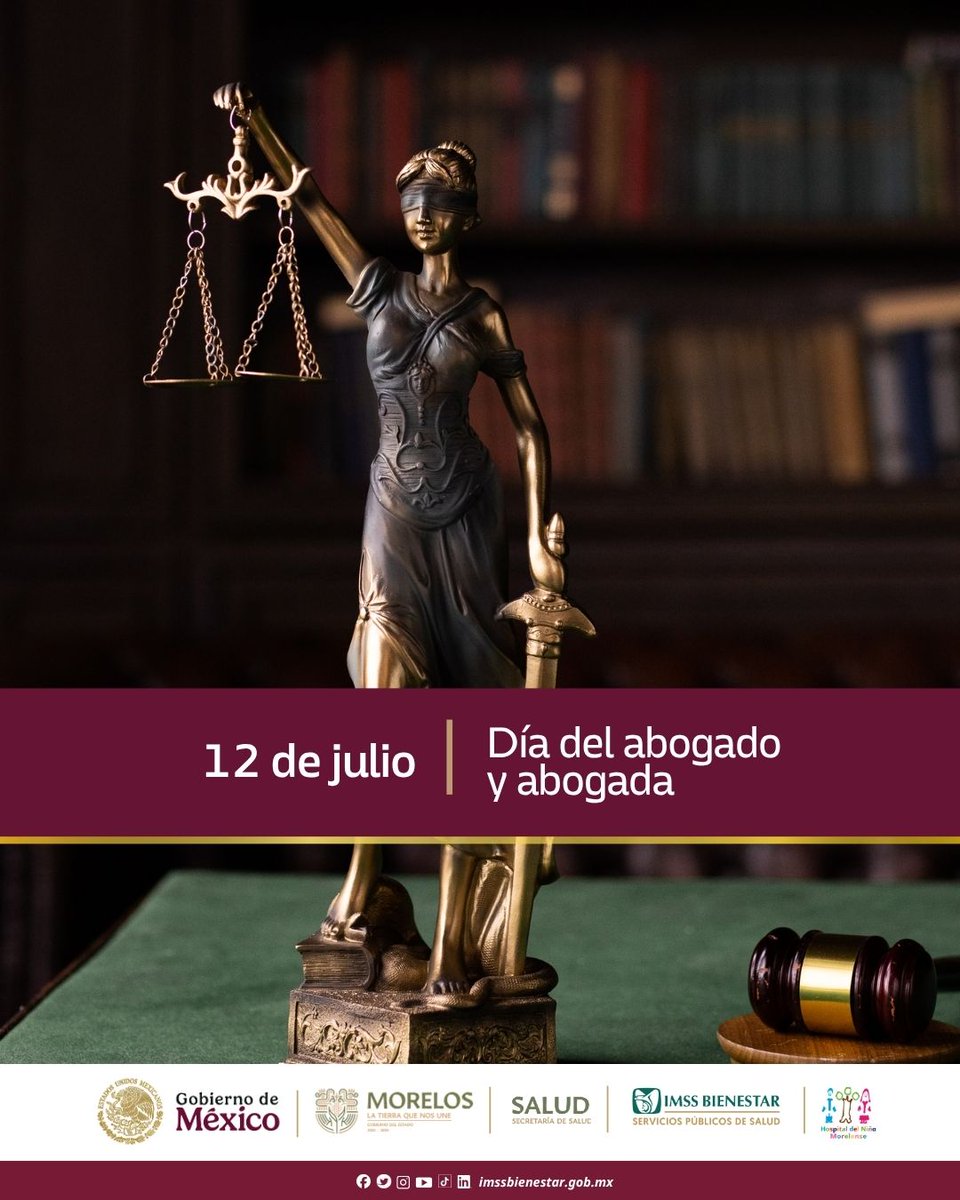 HnmMorelos's tweet photo. 📅12 de julio | Día del abogado y abogada
🙌🏻Nuestro reconocimiento a las y los profesionales que con su labor, hacen valer los derechos de las personas, especialmente de las infancias en el Hospital de la Niñez Morelense. ⚖️ https://t.co/SdrxAJgBwz