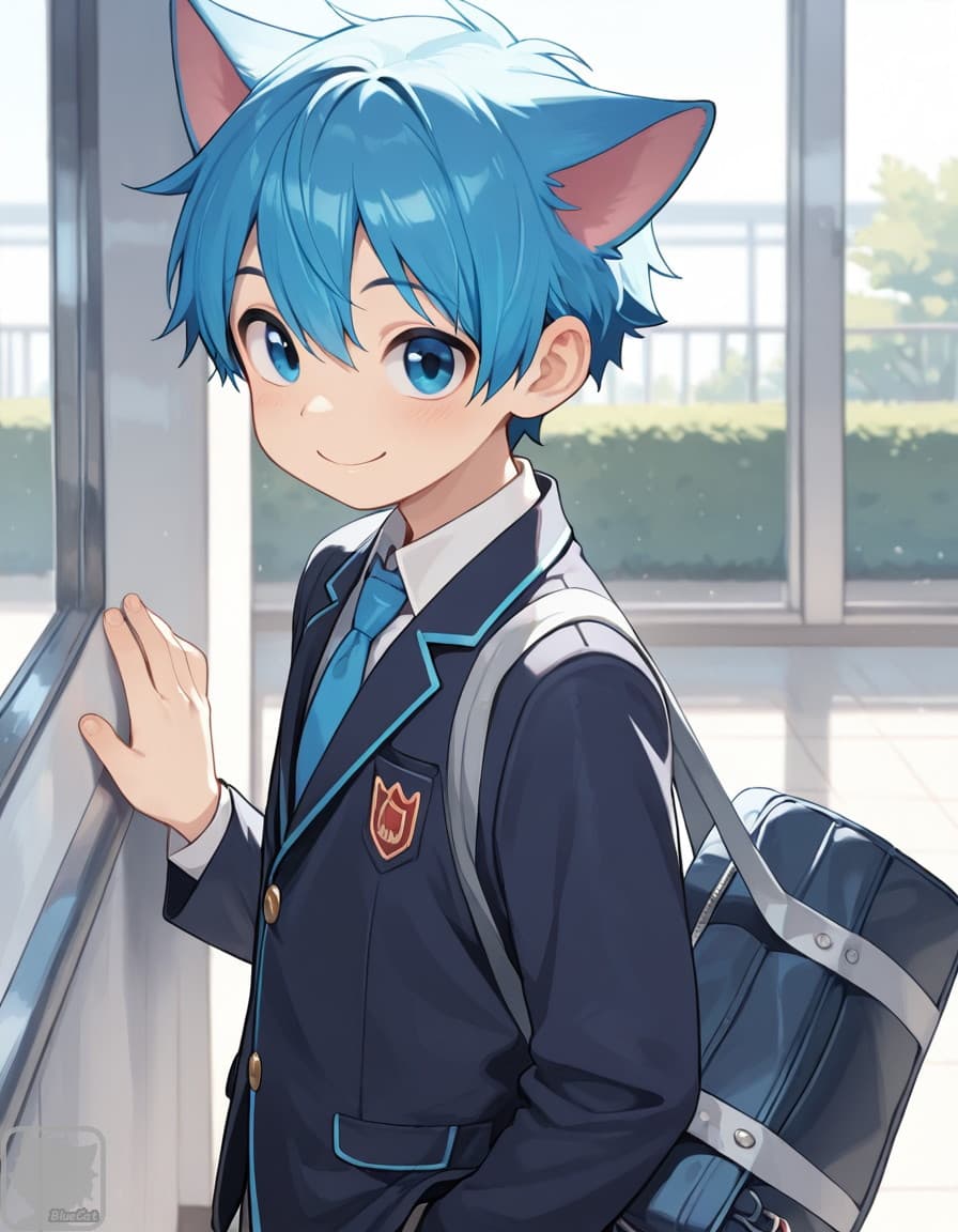 bluecatillust's tweet photo. 制服姿のあおねこくん、かわいいー！♥ https://t.co/rqc6a0tqsQ