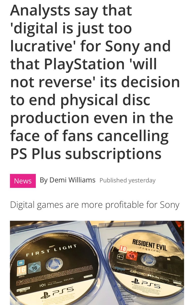GiveMeBanHammer's tweet photo. Its unsurprising that Sony unironically believes that they don’t have to care about customer or fan feedback anymore, and will go all in on the “fully digital by 2028”.

PlayStation never cared about you since Shuhei Yoshida lost control of it. They will continue to treat you like trash and rip you off a because they know there are still people dumb enough or self-loathing enough to keep buying whatever Playstation spits at them.

And as you can see, some will even be giant traitors against other fellow customers, and defending Playstation at it worst…not even unpaid but THEY are paying Playstation.

I guess not buying a PS5 is one of the best decisions I have made.