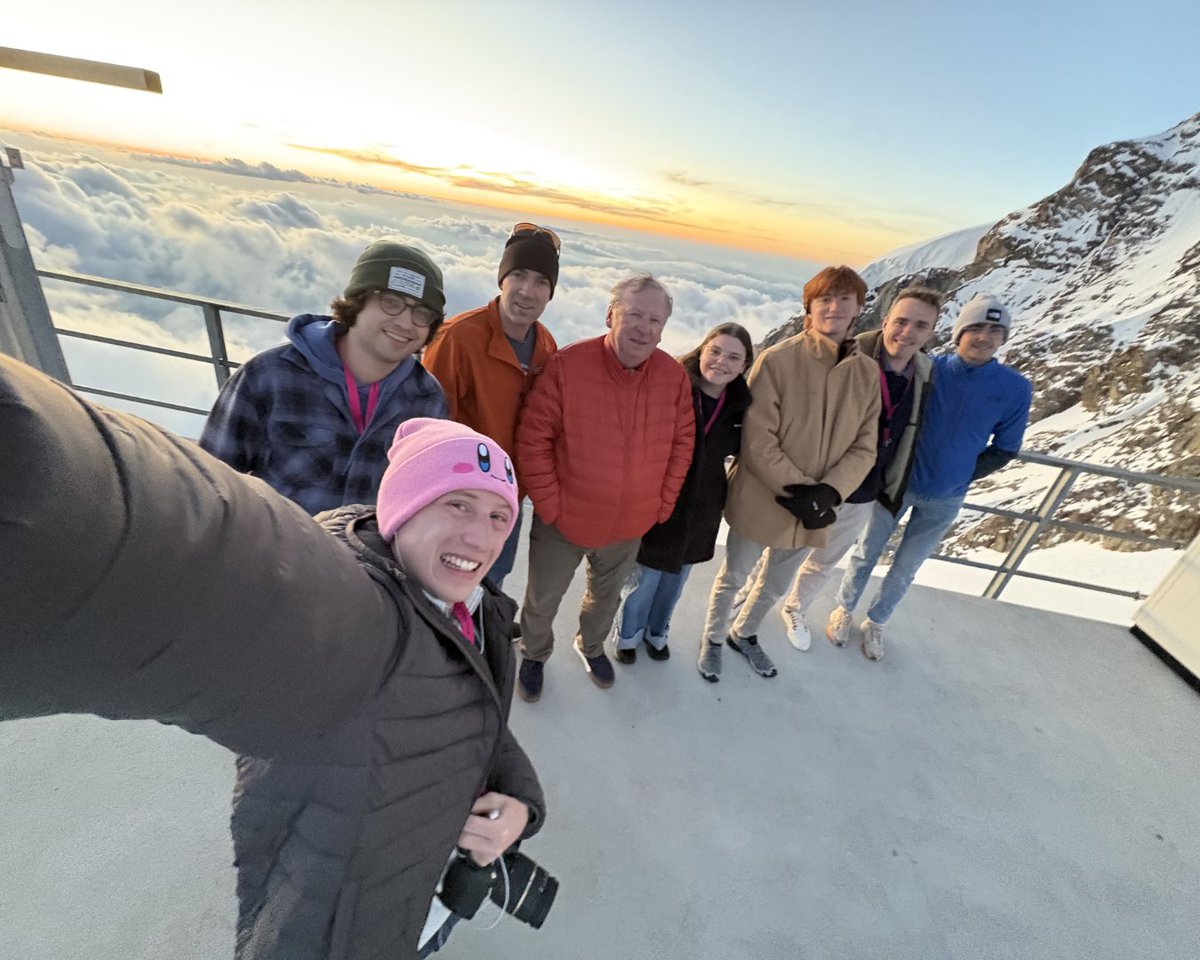 UTAustin's tweet photo. From CERN's Large Hadron Collider to a cosmic ray observatory high in the Swiss Alps, these UT Austin students got a front-row seat to some of the world's most advanced particle physics research. 🤘🔬

Read more about the Maymester that took Longhorns to several of Europe's premier particle and nuclear physics laboratories here - https://t.co/mgjGIom7cB