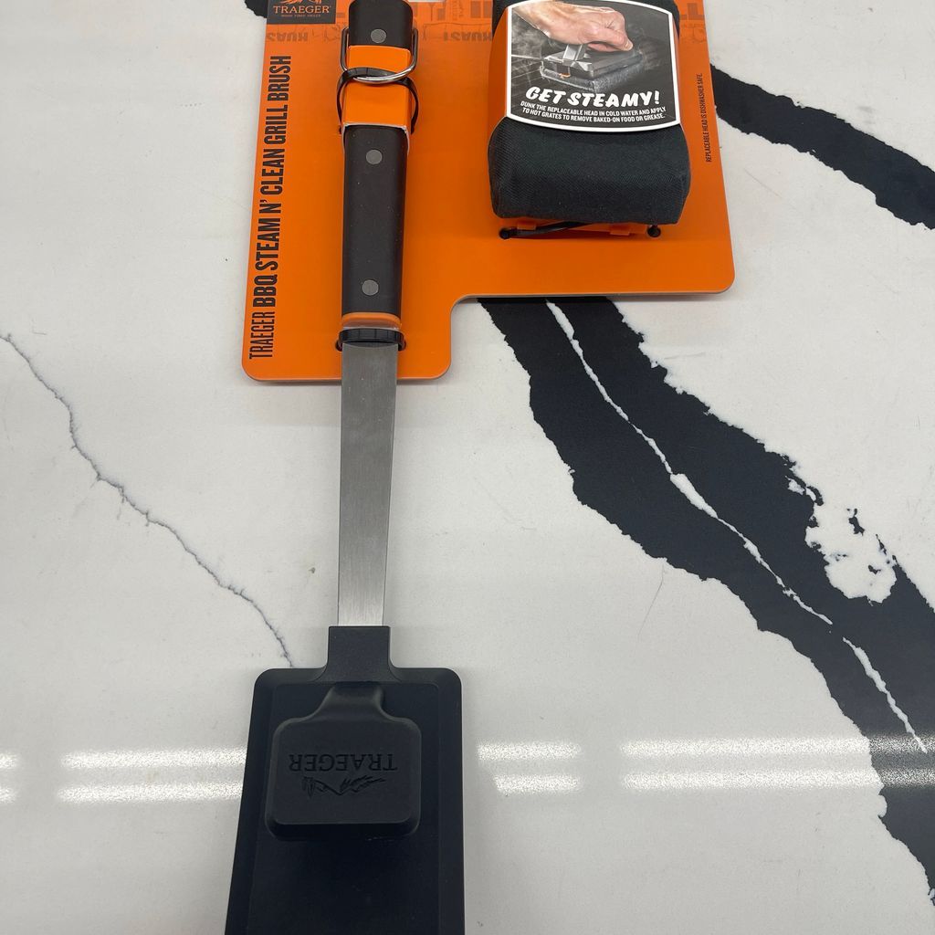 LFG_BBQ's tweet photo. New Traeger BBQ Steam N’ Clean Grill Brush! Now with a removable brush that is dishwasher safe! https://t.co/jKIkWGzj0q