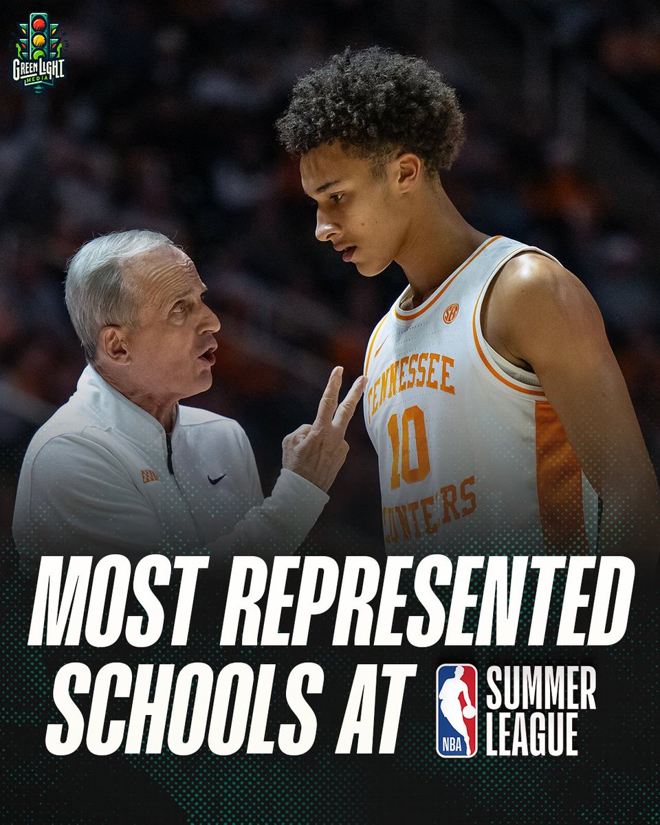 greenlightbball's tweet photo. The schools with the most former players rostered at NBA Summer League:
T-1. Kentucky (11)
T-1. Tennessee (11)
3. Alabama (9)
T-4. Arkansas (8)
T-4. Houston (8)
T-4. Vanderbilt (8)
The SEC is showing out. https://t.co/QhQXRO8Lox
