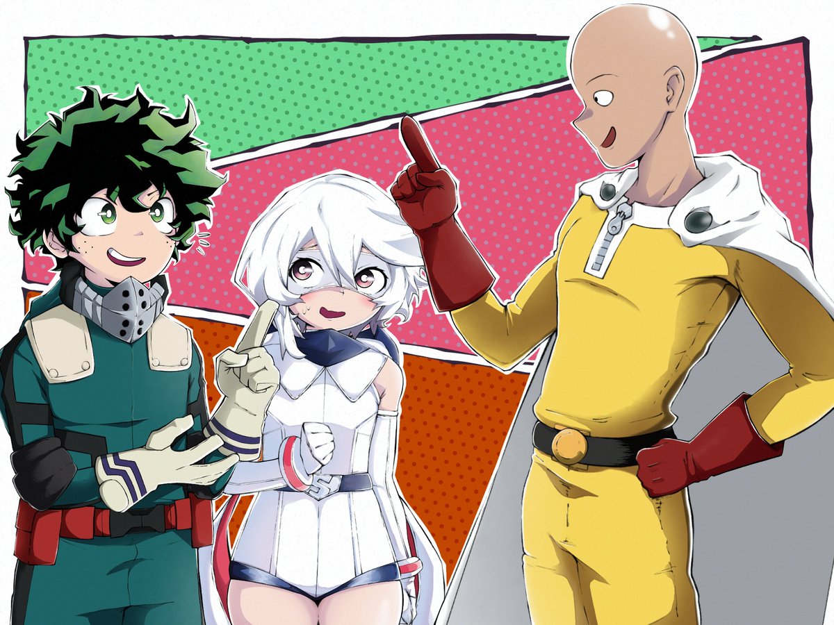 NikoLacho_'s tweet photo. La Triada Heroica🦸‍♂️🦸‍♀️🦸‍♂️~

Comision for: @SoldierAmalgam 

#Deku #TeruMomijiyama #Shy #Saitama #MyHeroAcademia #OnePunchMan #fanart #AnimeFanArt #BNHA https://t.co/SLsnwsNSAM
