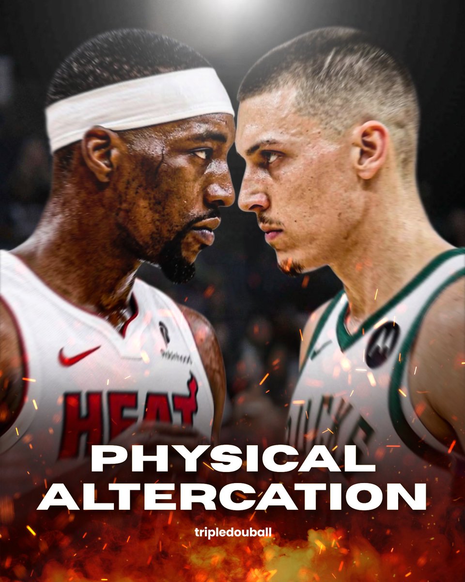 tripledouball's tweet photo. BREAKING‼️ Bam Adebayo dan Tyler Herro terlibat cekcok fisik di Las Vegas pada jumat waktu setempat. Dilansir dari ESPN, Adebayo sempat memukul Herro dalam insiden yang terjadi di lapangan latihan sebuah hotel.

Keributan bermula ketika Adebayo menghampiri Herro terkait komentar Herro di media sosial yang mengkritiknya setelah kerja sama mereka selama tujuh musim di Miami Heat berakhir.

Loh, loh, Draymond Green & Jordan Poole versi terbaru kah? 😳