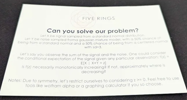 roobnloo's tweet photo. Decided to start writing more on my website. Today I explored a recruitment problem I received from a prop trading firm. Can you solve our problem? https://t.co/lpxams2UFt