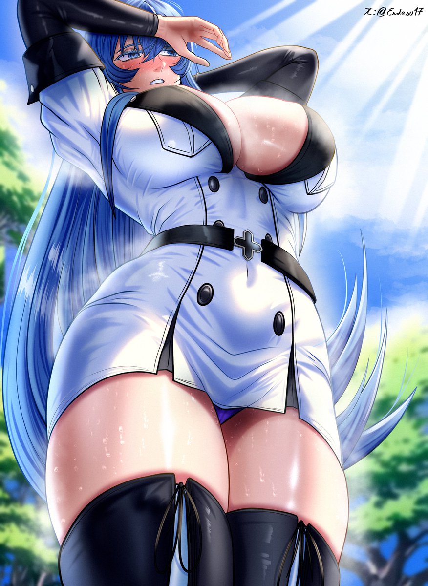 Esdesu17's tweet photo. Esdeath enduring the heat. https://t.co/IE9ONh0Xyj