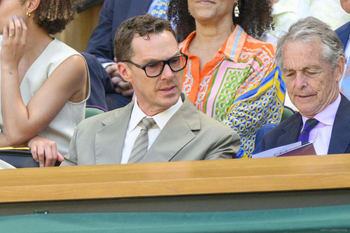 cumberbatchcom's tweet photo. [GALLERY UPDATE] Benedict Cumberbatch and Sophie Hunter attending day nine of the 2026 Wimbledon Tennis Championships (07.07)

https://t.co/G1wJYXDmeo https://t.co/dCqg4gAAE5
