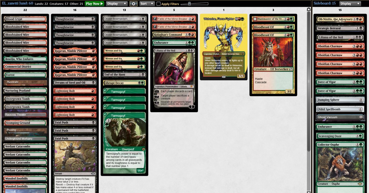 MtgZanetti's tweet photo. Here is the optimized Jund list.

It sounds crazy but i think you can for sure 5-0 with this deck, you just need to play incredible perfectly and consider what you could draw to base your decisions.

Give it a try if you love Jund too. https://t.co/XOBM6eWTc0