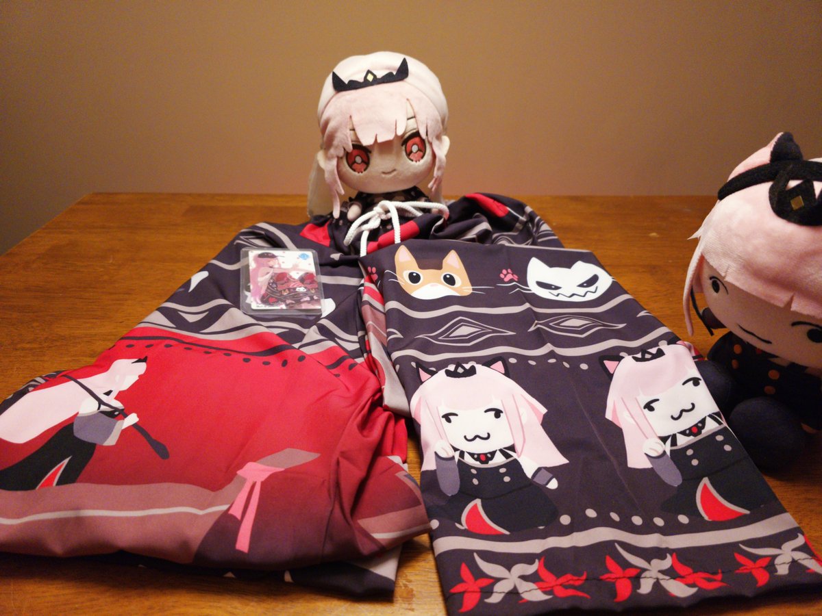 HaiSpleenDesu's tweet photo. Calli's Thaigai-Niki pants arrived today! 

they're a little big for her though... guess I'll just have to wear them! 

the design is too good! I love that it has all three of her cats on the legs https://t.co/AiWFqZ5s9c