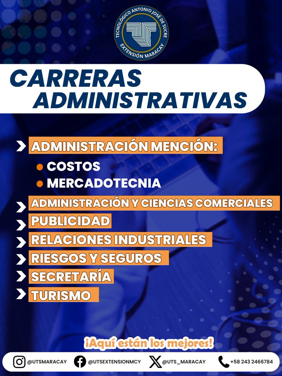 uts_maracay's tweet photo. 😀Ofrecemos 20 carreras en las áreas tecnológicas y administrativas. 

👩‍🎓🧑‍🎓Gradúate en tan solo 3 años como Técnico Superior Universitario en la carrera de tus sueños. 

Escríbenos al 0416-0411073. Inscripciones abiertas. 

#utsmaracay https://t.co/PzFNqDI671