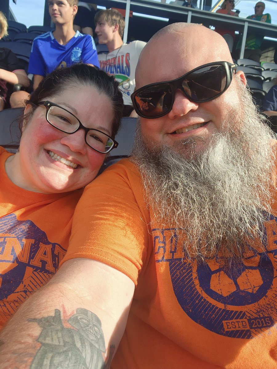 Metalgod_dad's tweet photo. Date night with my beautiful wife @TRhyan128 in our favorite city ever! #AllForCincy 💙🧡 https://t.co/4wr8aPt7FI
