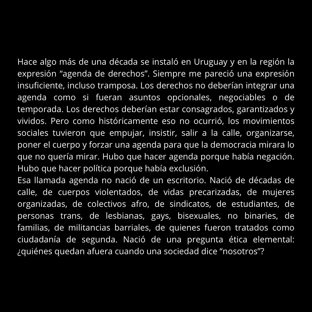 CataldoIglesias's tweet photo. EDITORIAL | Cuando el odio avanza, los derechos vuelven a estar en disputa

Los discursos de odio no aparecen de un día para otro. Se construyen, se naturalizan y terminan erosionando la convivencia democrática. Propongo reflexionar sobre cómo el odio deja de ser una opinión para transformarse en una práctica que amenaza derechos, y por qué la llamada “agenda de derechos” es, en realidad, una historia de luchas sociales por la dignidad. 👇🏽🧵