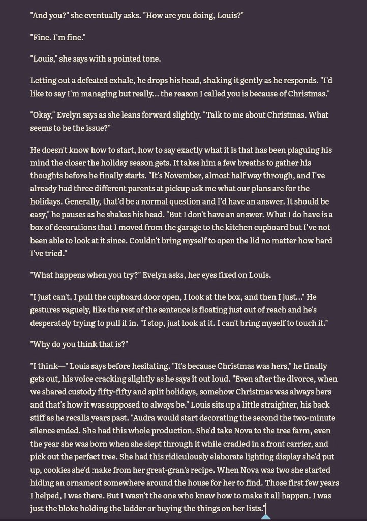 beamyK112's tweet photo. I've been absent again... Been working on editing Falling Above The Circle but I got the itch to work on my @1dholidayff prompt a few days ago and was able to get a chapter-ish done. Here's a little sneak at prompt 6. Thank you to the amazing @AlwaysLourry7 for the visuals 🎄 https://t.co/t0cevNFFPb