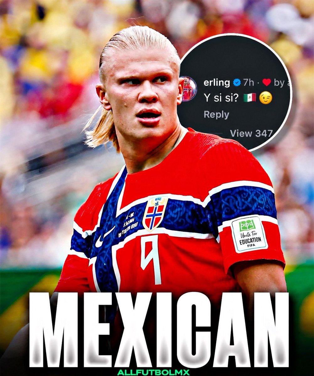 AllFutbolMX's tweet photo. Mexican fans are now asking Erling Haaland to avenge Mexico after their loss to England. 

The Norwegian striker has already responded to those requests by saying: “¿Y si sí?”. 😂❤️

This might be the most unexpected friendship you’ll see in a long time. 🇳🇴🤝🏼🇲🇽 https://t.co/AvgrFxWIn0