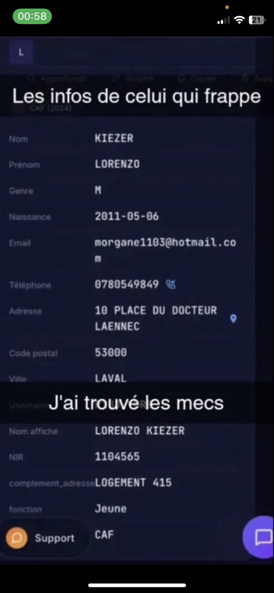rickkk133's tweet photo. Voilà toute les infos de Lorenzo de Laval qui as tabasse le petit https://t.co/SfiVLFhOKx