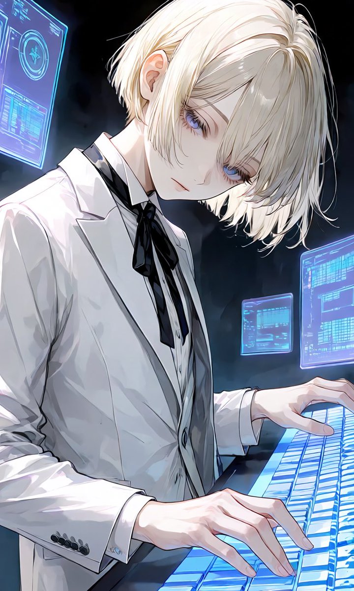 Anime Hacker at Holographic Keyboard