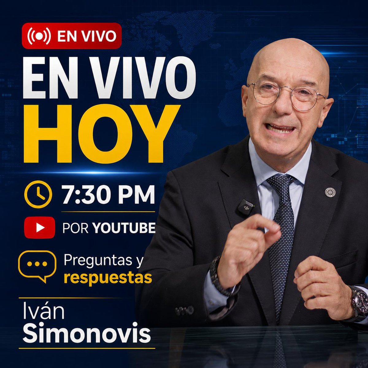 Simonovis's tweet photo. Hoy a las 7:30 PM estaremos EN VIVO por YouTube

Un espacio de análisis, contexto y preguntas del público sobre la situación actual de Venezuela, La Guaira, el régimen y el escenario político nacional e internacional.

Conéctate, deja tus preguntas en el chat y comparte este live con quienes quieren entender lo que está pasando más allá del ruido.

YouTube: @ivansimonovis

#Venezuela #IvanSimonovis #EnVivo