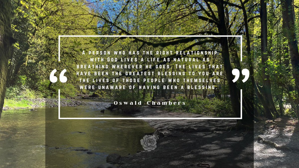 rose_benoit_com's tweet photo. A person who has the right relationship with God lives a life as natural as breathing wherever he goes.  The lives that have been the greatest blessing to you are the lives of those people who themselves were unaware of having been a blessing. #OswaldChambers #dailyinspiration https://t.co/VFbm4wSikY