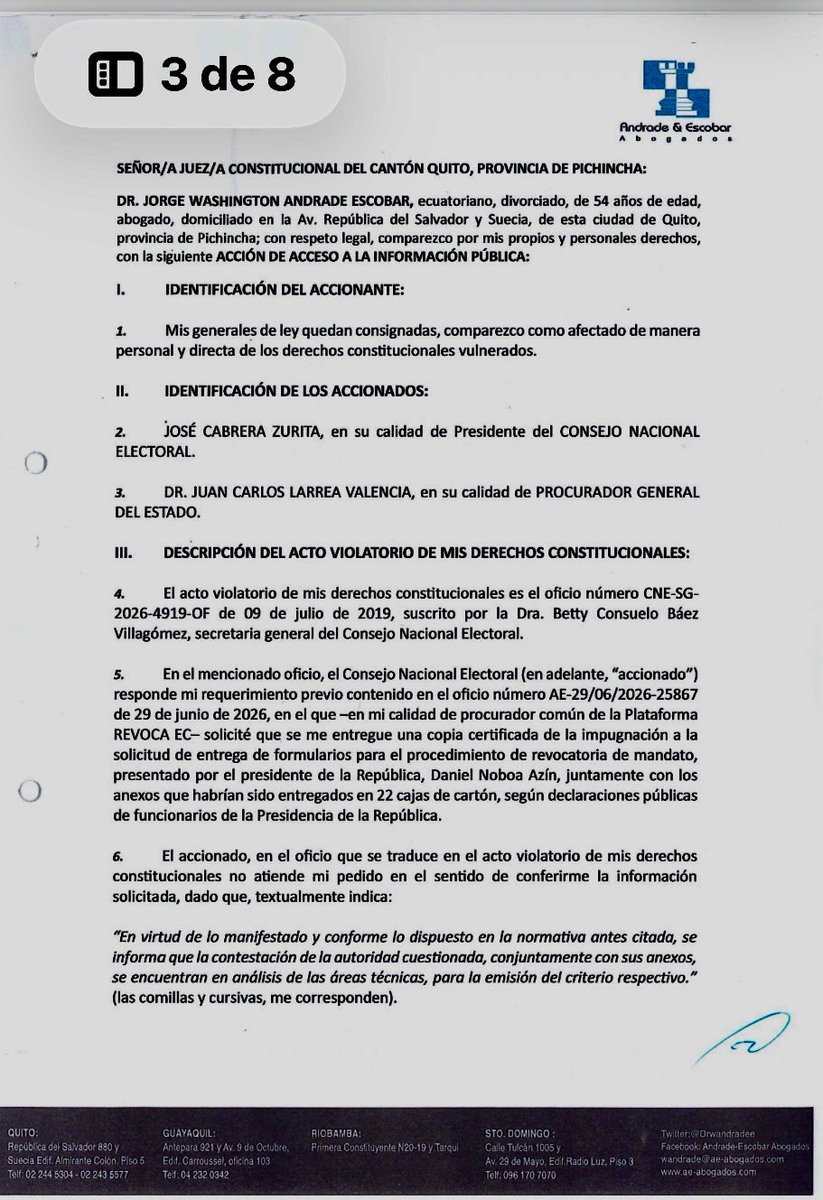 Drwandradee's tweet photo. 🚨DEMANDAMOS A JOSÉ CABRERA, presidente del CNE|| por cuanto hasta el momento NO nos entrega las copias de las cacareadas contestaciones y oposición a nuestras solicitudes de REVOCATORIA, por parte de Mr. Daniel Noboa y @mjpintoec y además para verificar las 22 cajas de CARTÓN📦llenas de mentiras. 
✍️ No es posible que a los proponentes y a los ciudadanos nos impidan conocer su contenido, y contribuyan para que se imponga la narrativa de una supuesta falta de fundamentación o que ellos habrían justificado los cargos. 
✍️ La transparencia en las actuaciones del @cnegobec tiene que inaugurase en el país; así como debe aplicarse el principio de publicidad @jr_cabreraz @ElenaNajeraM @CNE_EnriquePita @DianaAtamaint #EstelaAcero 

#LaRevocatoriaVaPorqueVa 
#RevocaEC🤳🇪🇨
#RevocatoriaNOboaPinto
#LaUnidadHaceLaFuerza 
#NoboaTieneMiedo