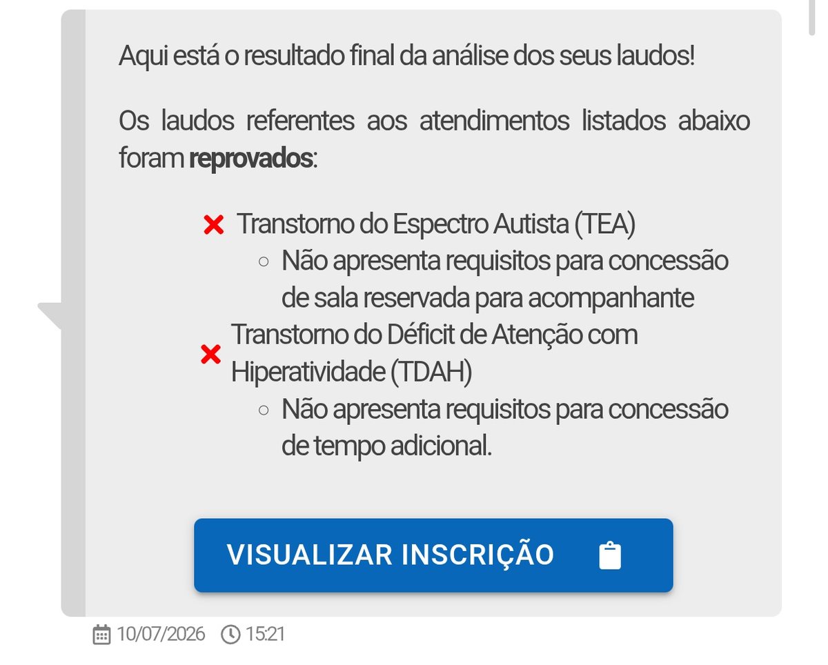 MYouKnow_'s tweet photo. ano passado concedeu com o mesmo laudo e esse ano eu não atendo os requisitos? entendi INEP
engraçado que fraude e vazamento tá liberado né agora a acessibilidade mesmo tá em falta
prova mequetrefe
por isso e outros que não tem mais credibilidade nenhuma e ninguém mais que fazer+ https://t.co/17wGZjoHeh