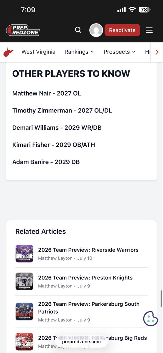 AdamBanire8k's tweet photo. Thank you @PrepRedzoneWV and @The304Scout for listing me as a player to know this season for @smcardsfb, Excited for this season! https://t.co/wxwjJAh9nO