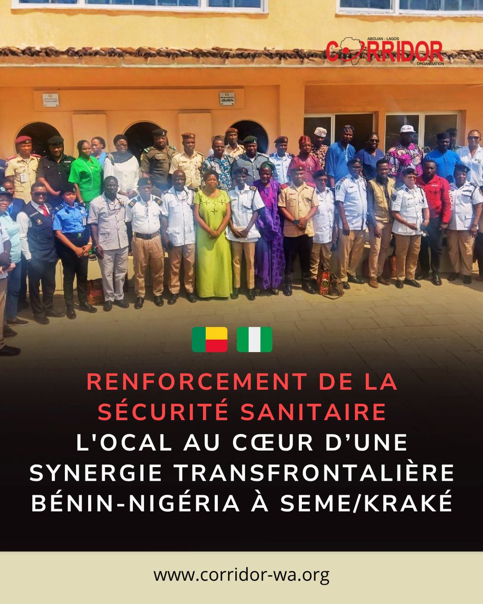 CorridorAL's tweet photo. 📍 Seme/Kraké, 24 juin 2026
🤝 Bénin x Nigéria x OCAL
🚨 Surveillance sanitaire transfrontalière face à Ébola.
Six axes prioritaires pour protéger les communautés frontalières 💪.
#OCAL #SantéPublique #SécuritéSanitaire #Coopération https://t.co/8qVCAYuIMB