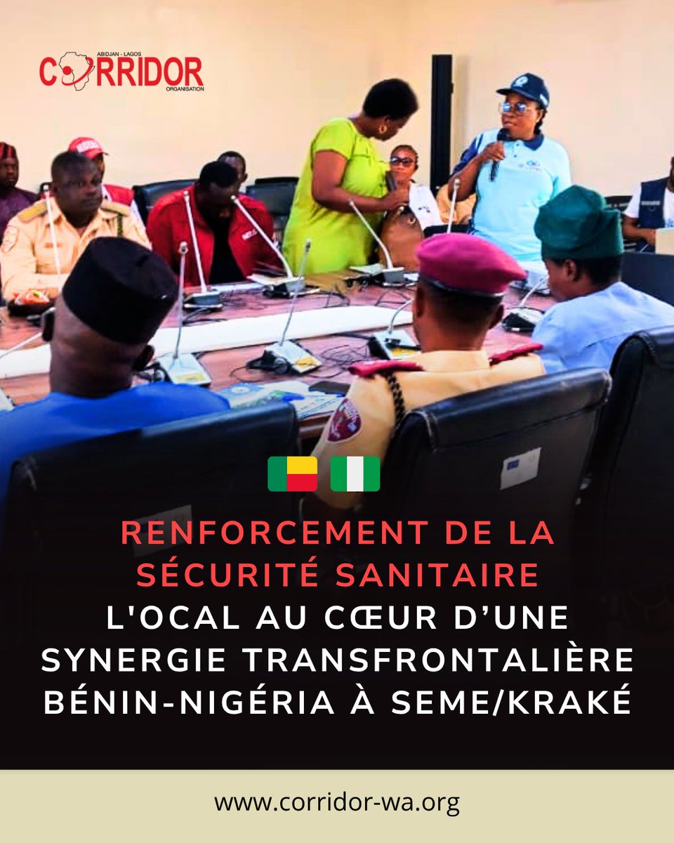 CorridorAL's tweet photo. 📍 Seme/Kraké, 24 juin 2026
🤝 Bénin x Nigéria x OCAL
🚨 Surveillance sanitaire transfrontalière face à Ébola.
Six axes prioritaires pour protéger les communautés frontalières 💪.
#OCAL #SantéPublique #SécuritéSanitaire #Coopération https://t.co/8qVCAYuIMB