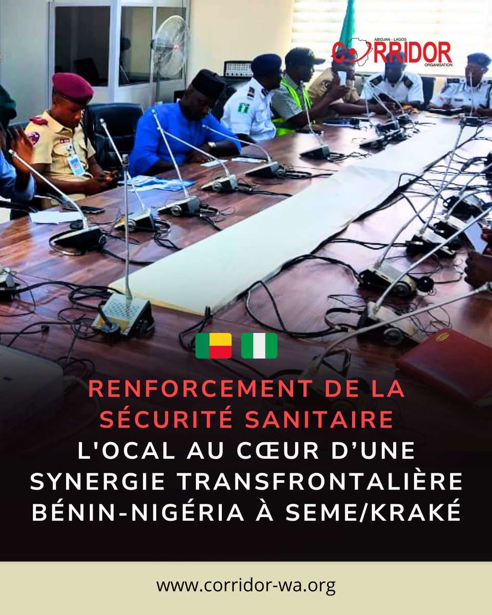 CorridorAL's tweet photo. 📍 Seme/Kraké, 24 juin 2026
🤝 Bénin x Nigéria x OCAL
🚨 Surveillance sanitaire transfrontalière face à Ébola.
Six axes prioritaires pour protéger les communautés frontalières 💪.
#OCAL #SantéPublique #SécuritéSanitaire #Coopération https://t.co/8qVCAYuIMB