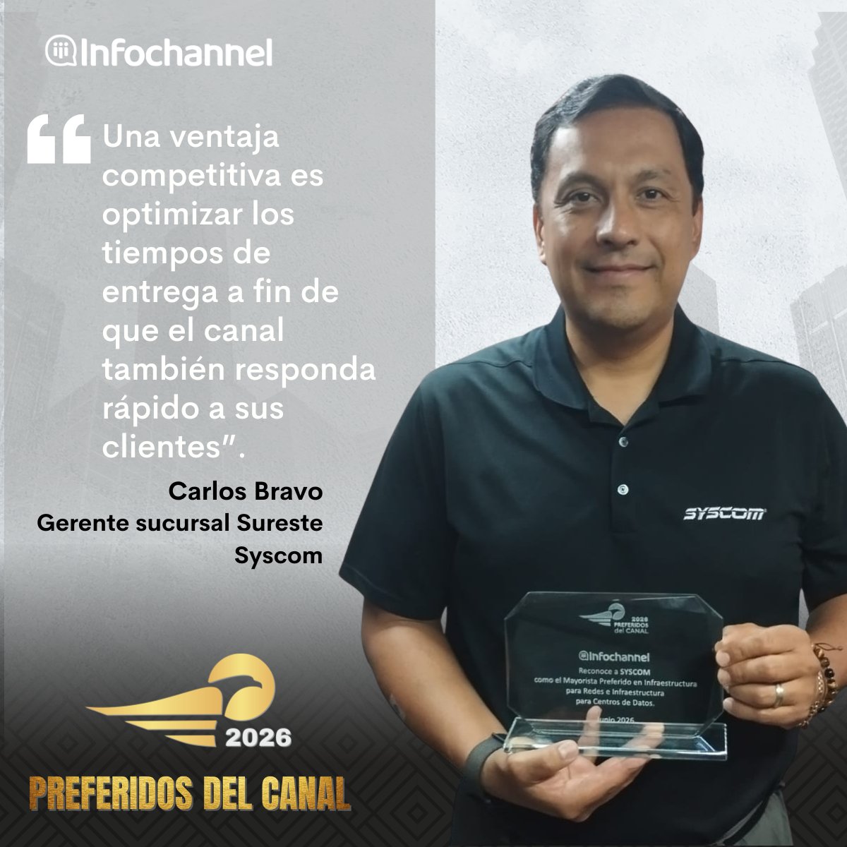InfochannelMX's tweet photo. #Infochannel | Cada año, #Infochannel pregunta a integradores, distribuidores y revendedores los #mayoristasTI de su preferencia para hacer negocio a través de la encuesta de #PreferidosdelCanal.
Este 2026, @syscomoficial destaca en dos categorías: Redes e Infraestructura para #centrosdedatos.
Para ambas, este mayorista lidera la primera posición en el segmento de canal abierto; posición que obtiene por sus iniciativas de desarrollo, acompañamiento y capacitación de distribuidores.
Felicitaciones por ser uno de los #Preferidos2026.