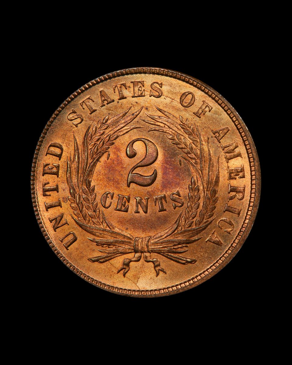 PCGScoin's tweet photo. The 1864 Two Cents made history as the first U.S. coin to bear the motto “In God We Trust.” This PCGS MS66RB example is also the rarer Small Motto Variety. It last sold for $9,300.

Should two-cent coins make a comeback? 👀 https://t.co/6Al8Joobg8