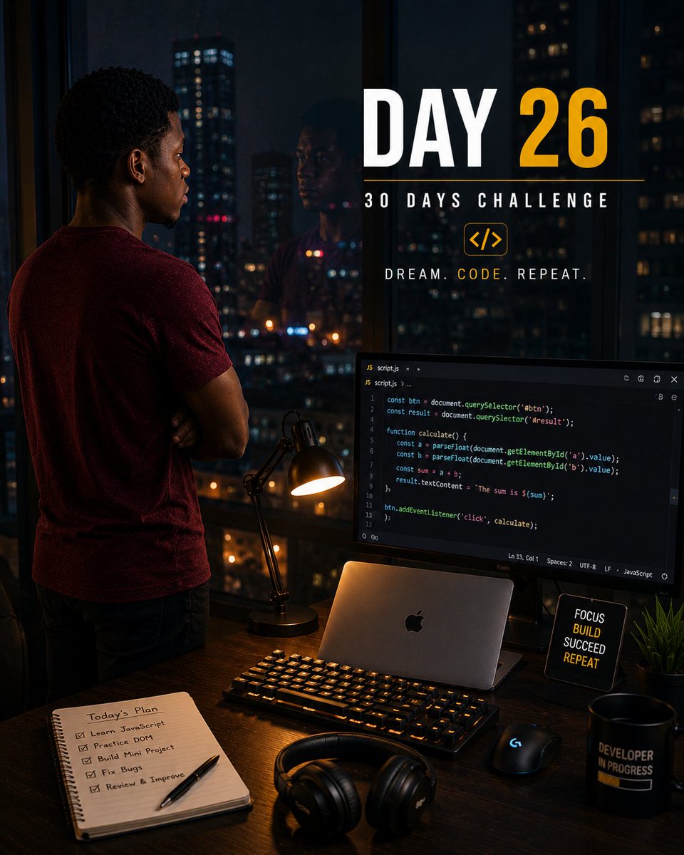 odesolafranklin's tweet photo. Day 26 💻
Still learning. Still building. Every line of code brings me closer to the developer I'm becoming. 🚀
@TechSphereAcad
#30DaysOfTech #LearningWithTS https://t.co/eEGXNwdW6b