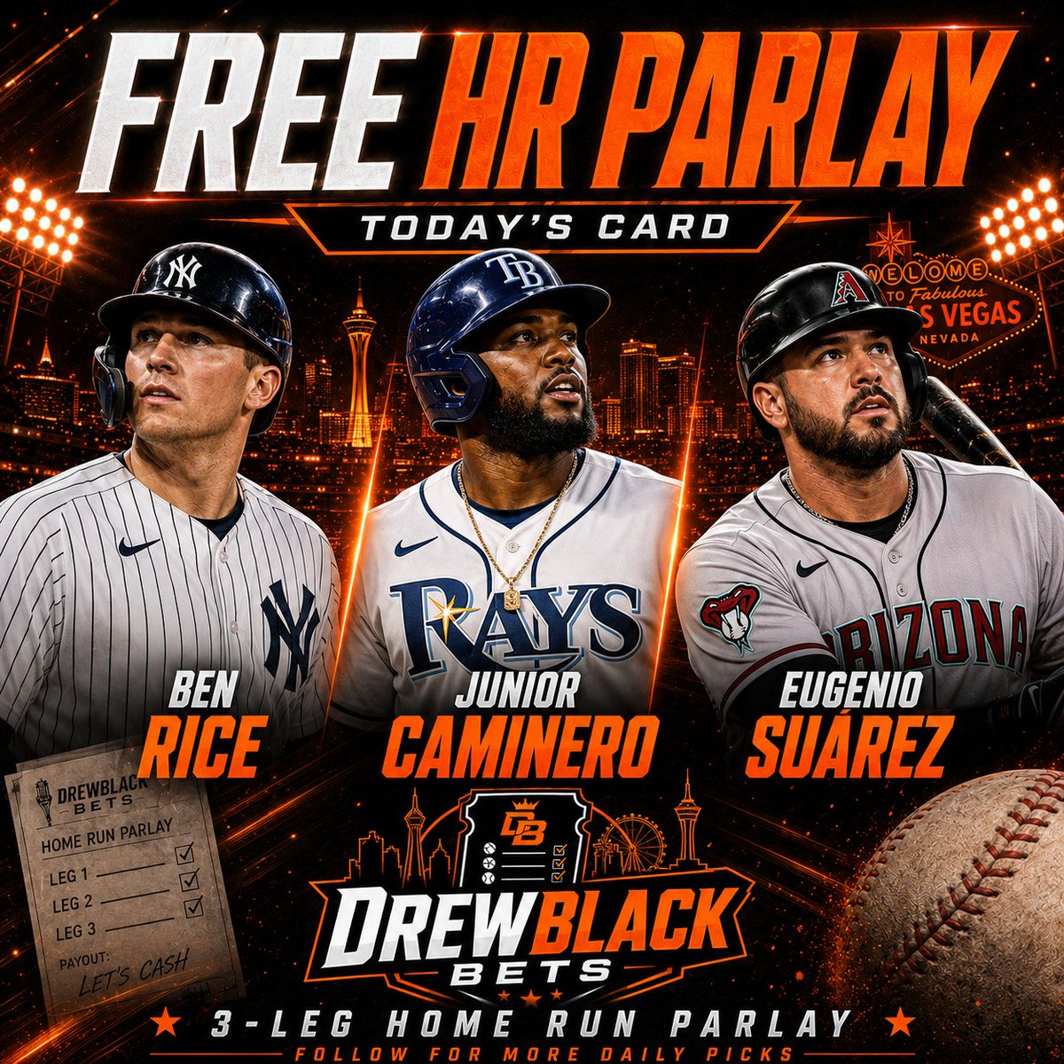 StickyPickz's tweet photo. Another FREE HR Banger!! LFG

#Gambling𝕏 #Sports #SportsBetting #FreeBet #HomeRuns #MLB https://t.co/qNxiMXuC5e