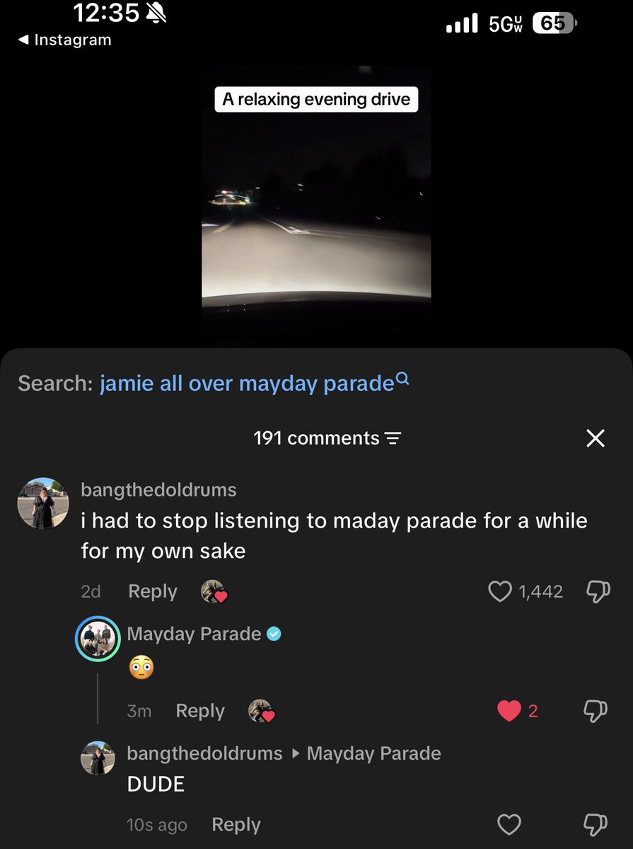 CALMB4ST0RM's tweet photo. mayday parade responded to my comment on a random video… https://t.co/g3Bhw3mL4e