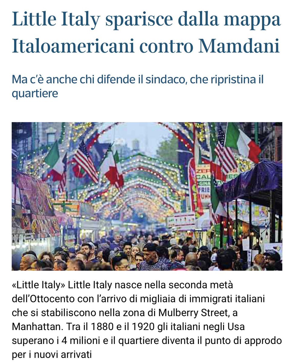 MisssFreedom's tweet photo. Il sindaco di NY Mandani ha fatto cancellare dalla mappa della città il quartiere di Little Italy.
Nella nuova mappa di Mandani, però, appaiono Little Africa, Little Palestine e Little Yemen.
Come se NY fosse stata tirata su da africani e palestinesi.
Davvero singolare. https://t.co/V7gFqlimzg