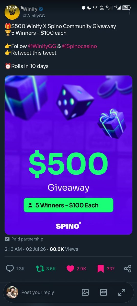 ethXrai's tweet photo. @WinifyGG @Spinocasino Done all tasks ✅ 

Followed both of you ✅
Liked and retweeted ✅

Thanks a lot! 🍀 https://t.co/2kFeI76SNv