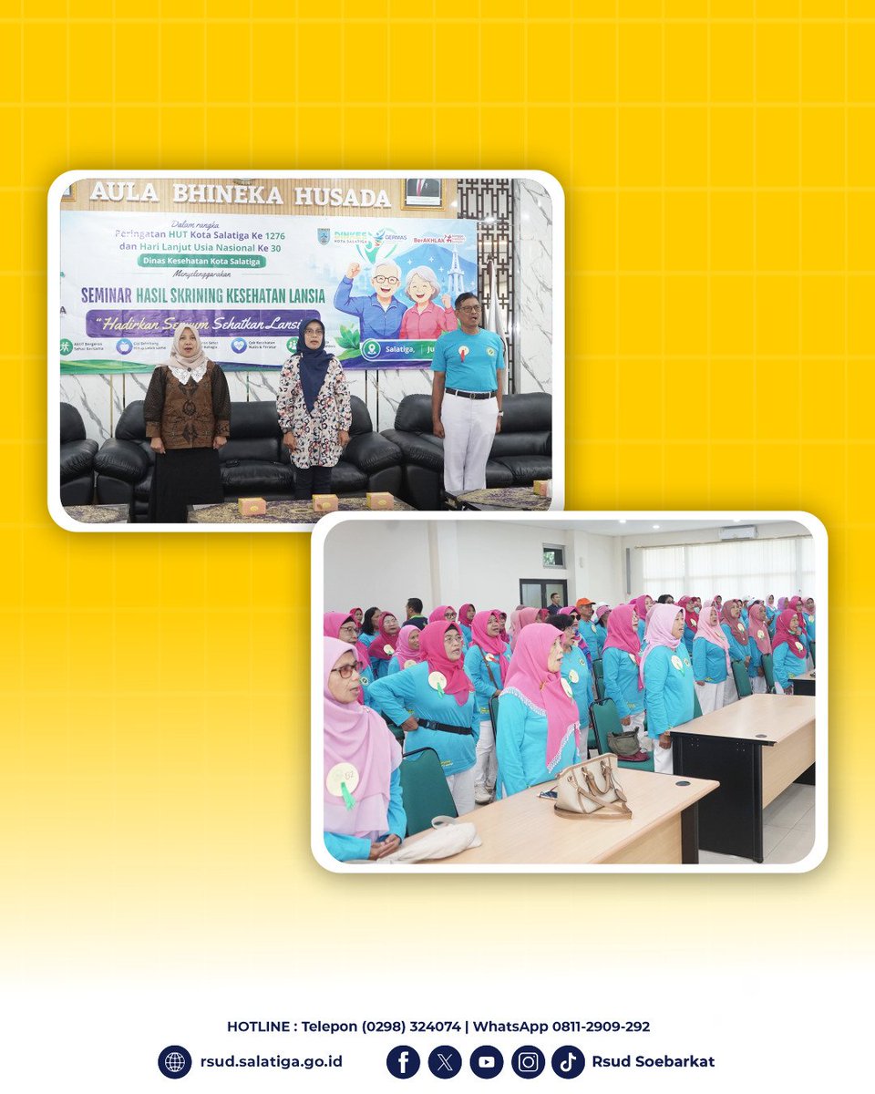 rsudsoebarkat's tweet photo. Bertempat di Aula Bhineka Husada RSUD dr. Soebarkat Tjitrodarmodjo (RSDS), Dinas Kesehatan Kota Salatiga bekerja sama dengan RSDS menyelenggarakan Seminar Hasil Skrining Kesehatan Lansia yang diikuti oleh peserta dari Komunitas Eyang Sayang. https://t.co/NshEt3tQOS