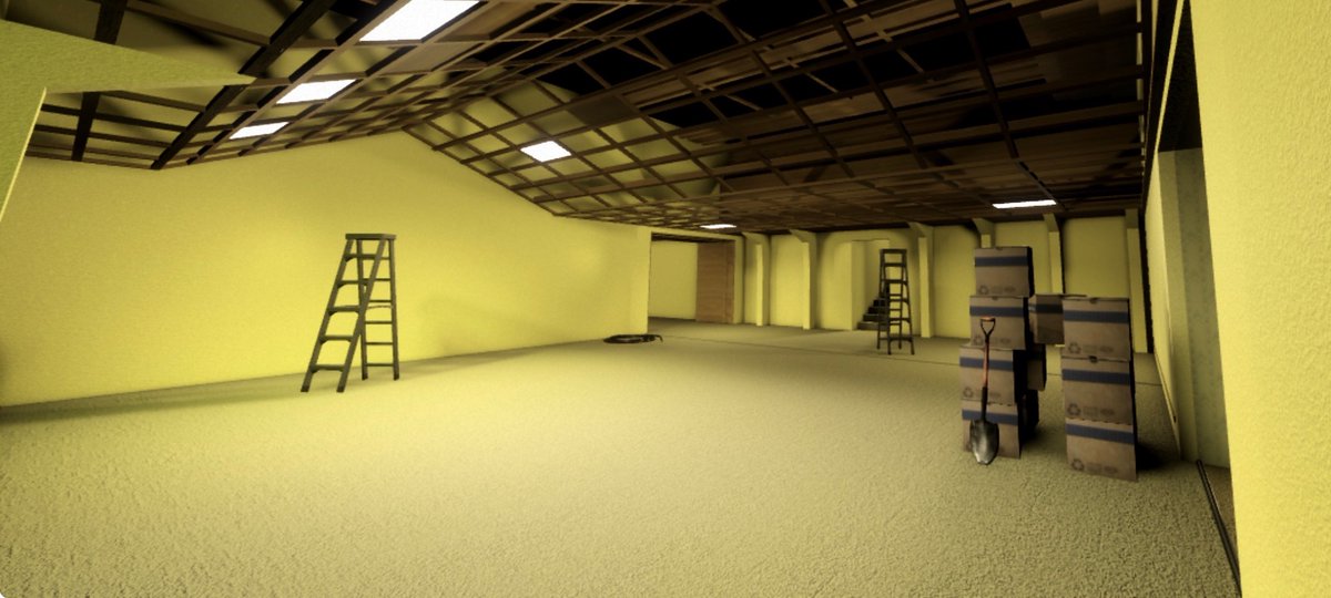 P4R0DYR00MS's tweet photo. -The wall would crumble to reveal…What appeared to be a construction room. Several box’s could be seen along with a tiny shovel, two ladders and a doorway leading to somewhere.-
[TURN BACK]
[Take more ladders]
[Look at the boxes]
[Take the shovel]
[Enter the doorway] https://t.co/XHEzZob6by