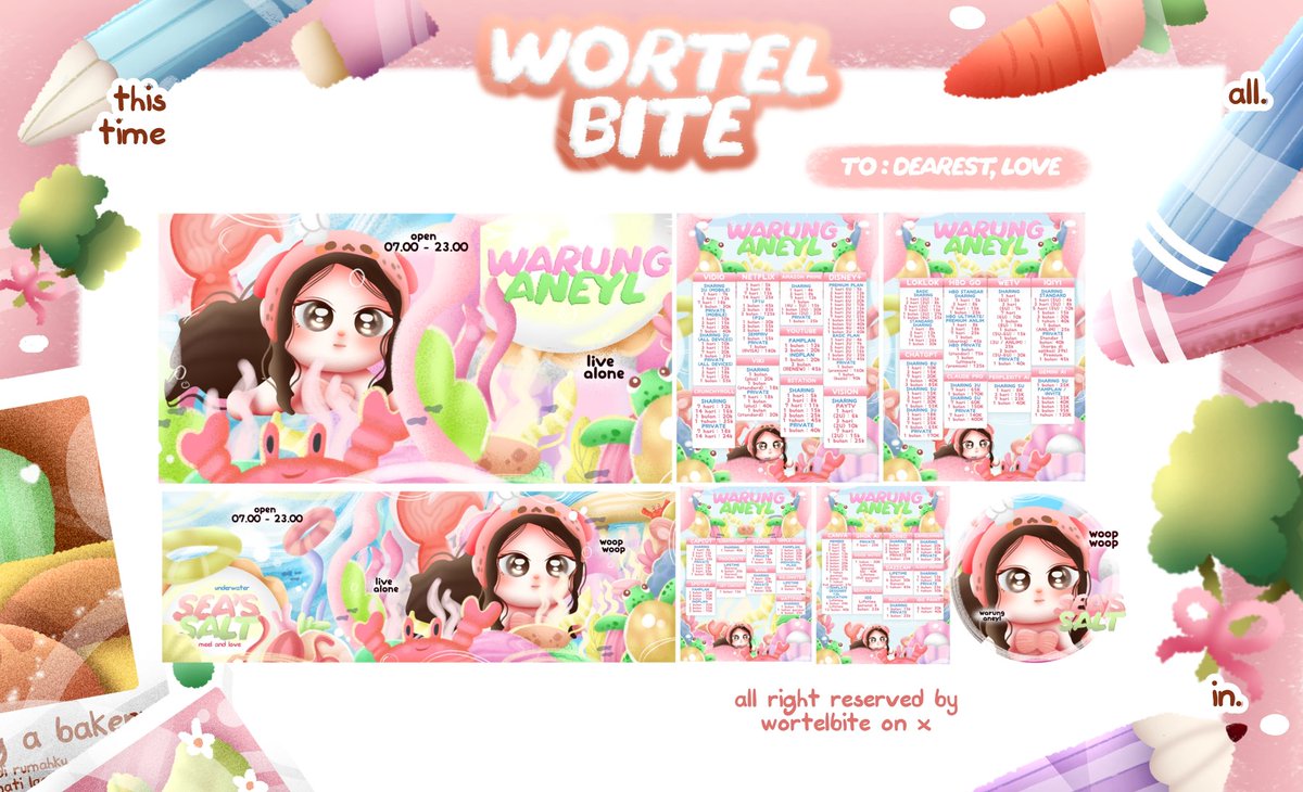 wortelbite's tweet photo. . . . Help Rep@st :a ☘️💭
arigato temen temen . . . #bealanja

hai 🖐🏻, aku kembali open by request untuk keempat katalog aku, yang semua nya bisa di resize menjadi set-up ataupun wabis, dll. dan ada diskon bundle resize dapat 10 items (wow) berlaku untuk 1 orang aja diskonnya, cek alt ia : ayo jajan! ☀️✉️  . . .