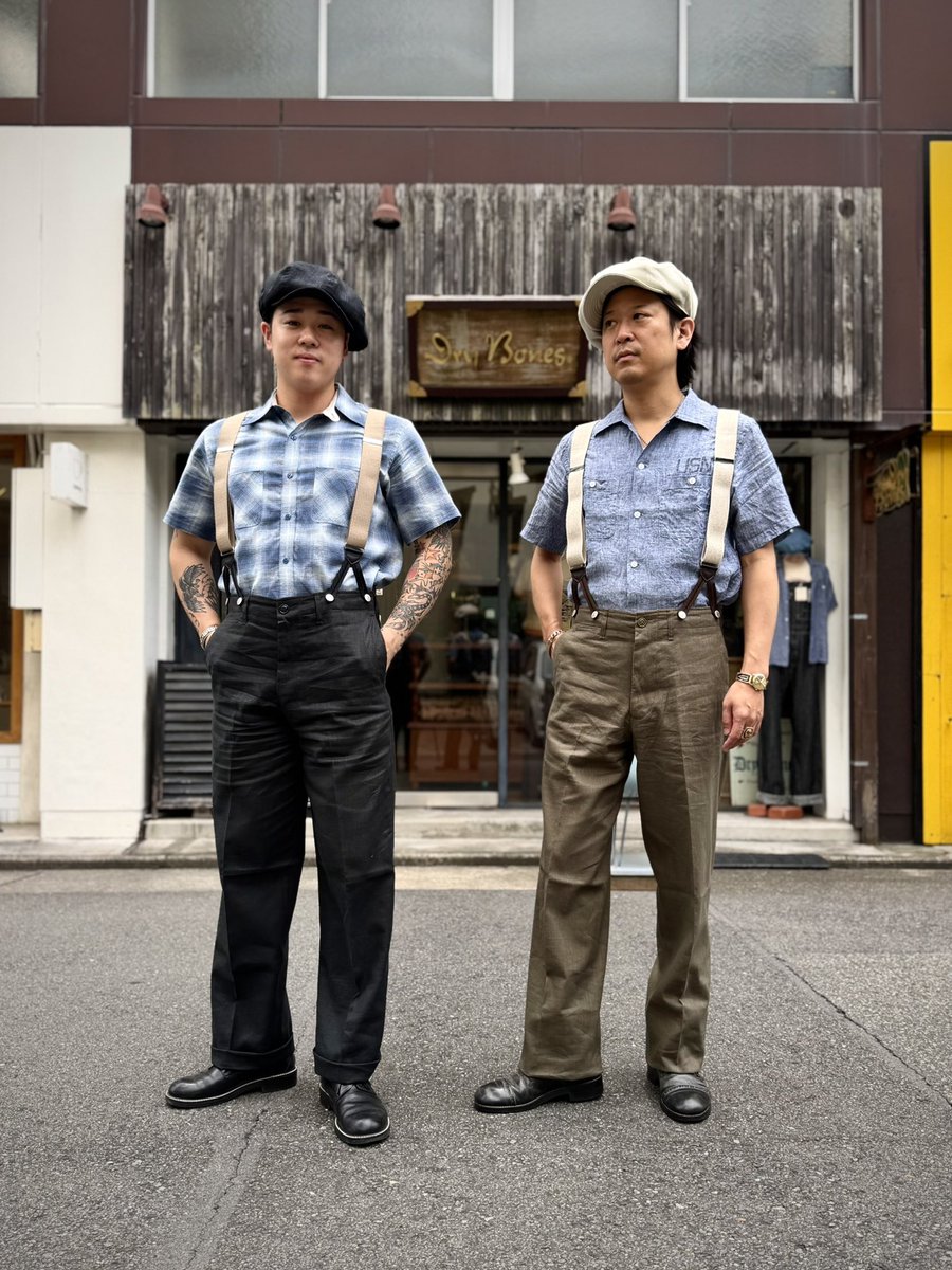 New Arrival】 ・High Back Linen Work Trousers Color:OLIVE,BLACK