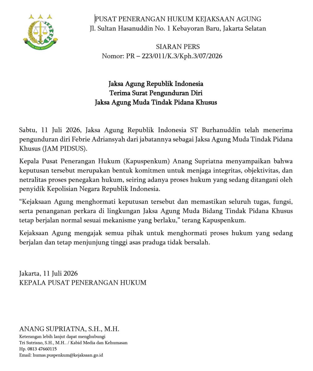 PartaiSocmed's tweet photo. Berikut siaran pers resmi dari Kejaksaan Angung https://t.co/s0Mlm1qDcC