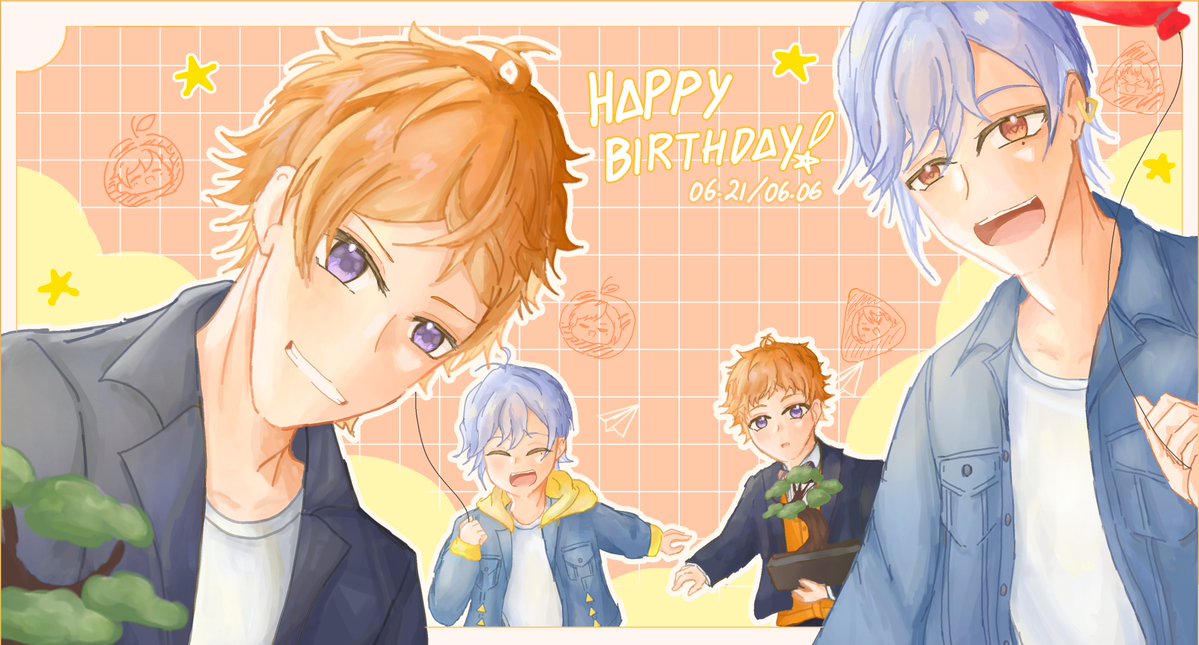 pentolanobuu's tweet photo. Happy (super late) Birthday to Tenma &amp; Sumiii 🔺🍊✨ 
#斑鳩三角誕生祭2026 #皇天馬誕生祭2024 #a3fanart https://t.co/IV8vmqiBO7