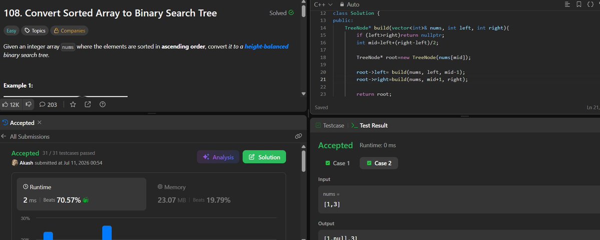 chillipilot's tweet photo. Day 40 of #SDESheetChallenge by @takeUforward_
@striver_79

1) Populating nxt pointers: using parent's next to connect right child is the trick
2) Search in BST: pretty ez and intuitive
3) Sorted arr to BST: got hella confused with this one until I found out the bs approach https://t.co/bkNSGkOGwW