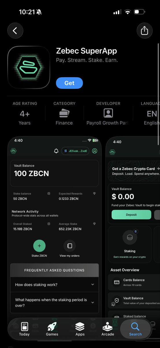 Dsmchris2's tweet photo. @dankee_eth @ghostweb3 It’s on the Apple Store too, I searched Zebec and then scrolled down 6-7 apps and found it https://t.co/nGUnZYn4eh