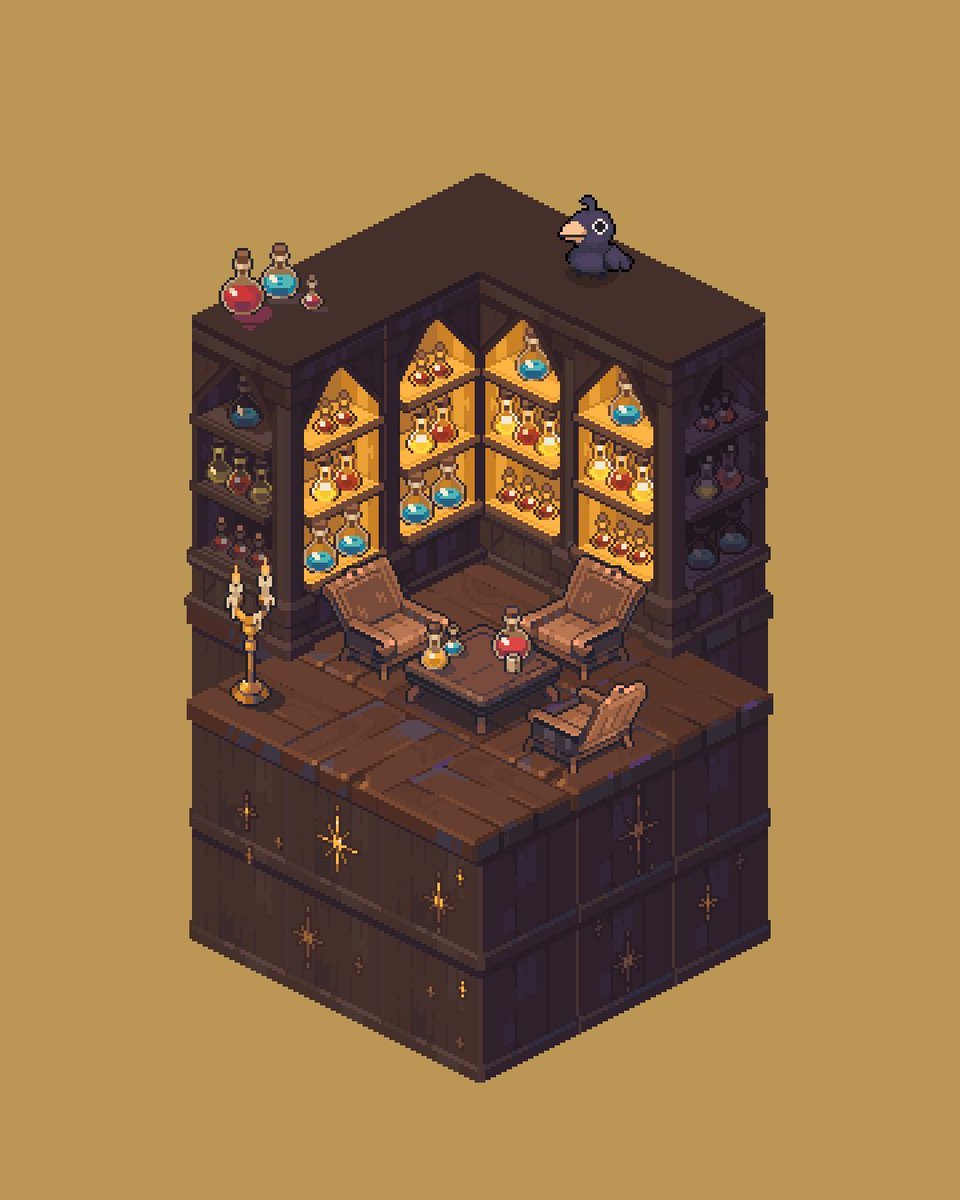 Spellbrushgame's tweet photo. Happy #ScreenshotSaturday 🐦‍⬛ 

Potions for every need 

#gamedev #pixelart #ドット絵 https://t.co/u8yfET4oTW
