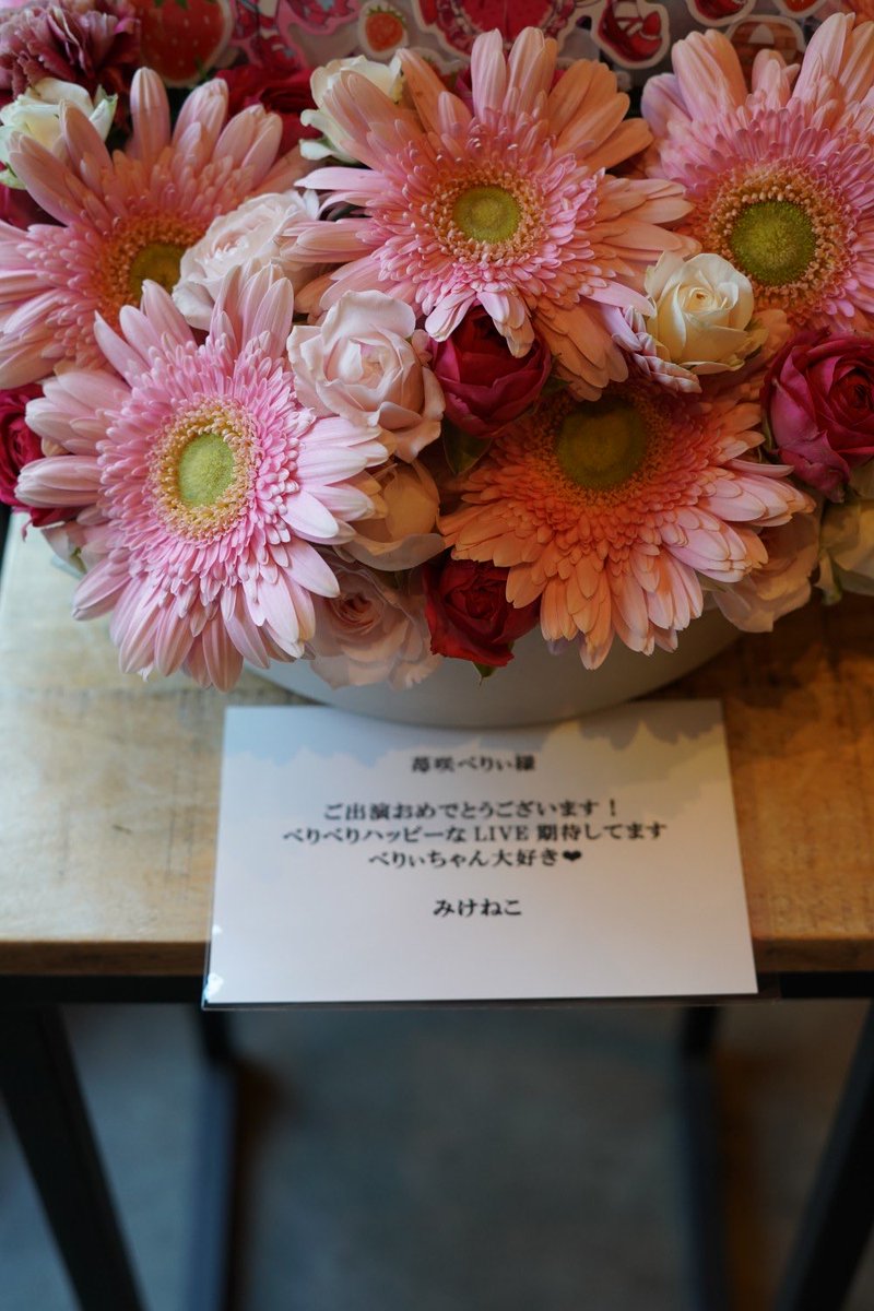 calico_cat910's tweet photo. 今日のLIVEに参加するべりぃちゃんに楽屋花送りました💐🍓
LIVEの成功とべりぃちゃんの歌がたくさんの人に届きますように🫶
#べりぃ監視中　#XRライブ_CRL https://t.co/50qNKAsubQ