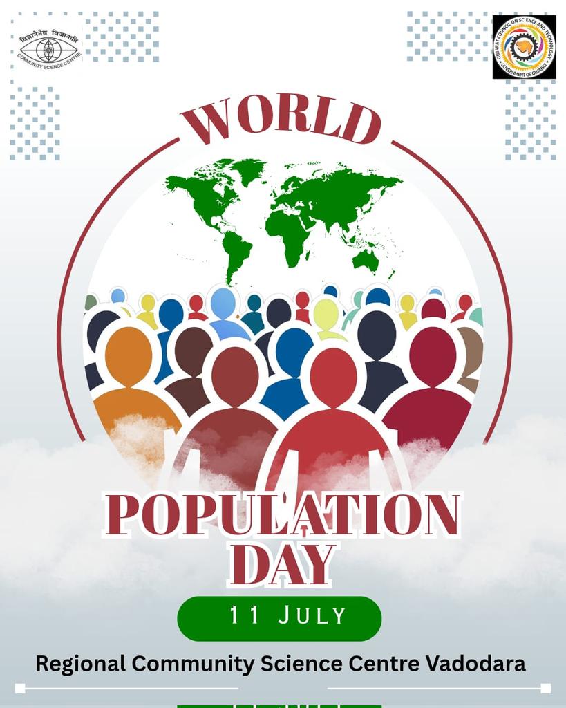 vadodara_csc's tweet photo. 🌍 World Population Day reminds us that every individual counts. Together, let's build a future where everyone has access to education, healthcare, equality, and opportunities for a better quality of life. 
#WorldPopulationDay #SustainableFuture #CommunityScienceCentre #Vadodara https://t.co/MURxiq9zkm