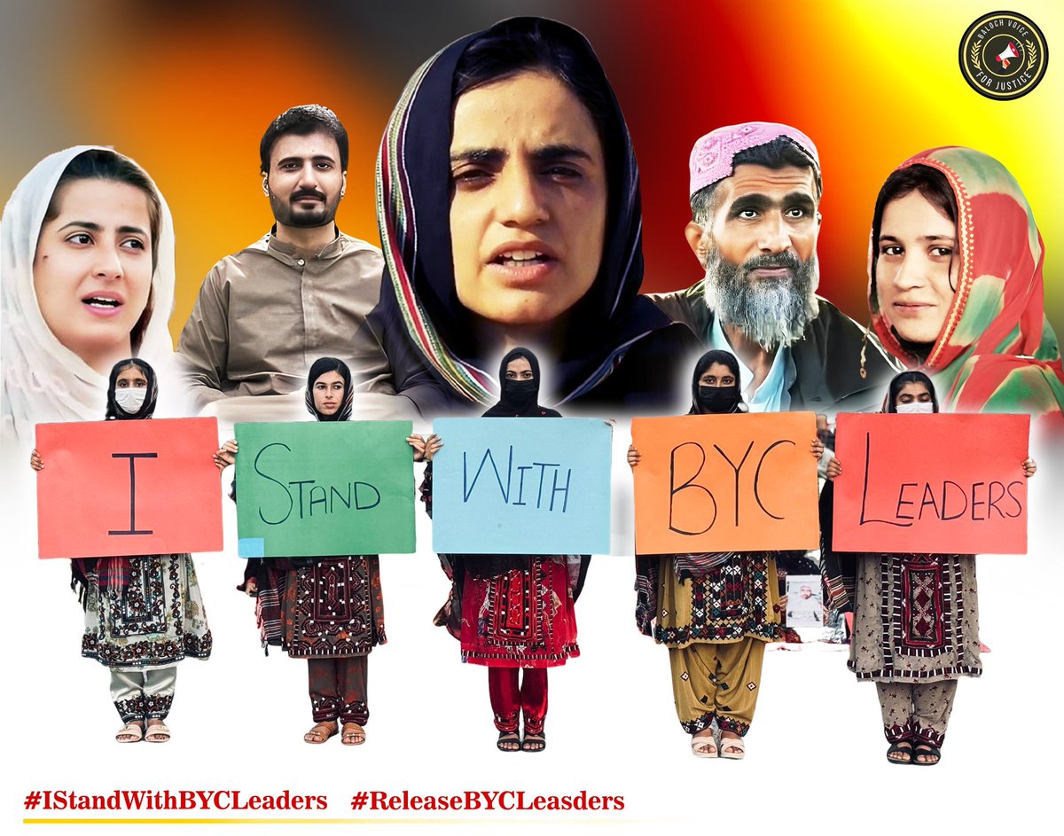 BalochLatif's tweet photo. I stand with BYC because BYC is the voice of voiceless mothers, a movement for the forcibly disappeared and a frontline against the genocide of the Baloch people.
#IStandWithBYCLeaders
#ReleaseBYCLeaders https://t.co/alCKiMabq1