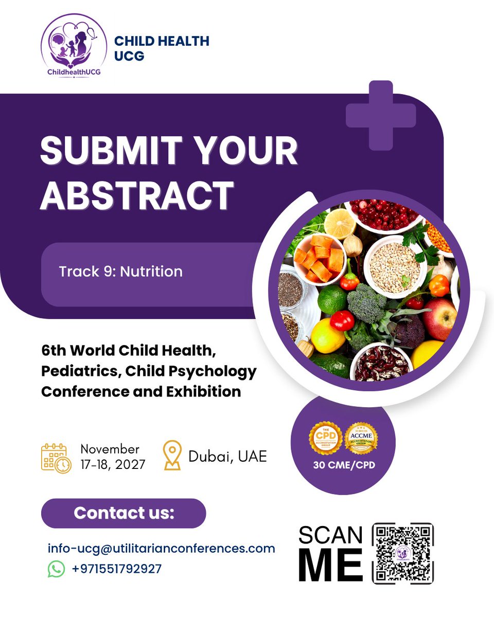 dr_lisharents's tweet photo. Calling #Pediatricians, #Pediatric #Nutritionists, #Neonatologists, #Dietitians, #ChildHealth Physicians, Clinical #Nutritionists, #Researchers, #Clinicians, Academicians, Healthcare Professionals, and Students from around the world.
Submit Your Abstract:
https://t.co/AXt5TqS6g1 https://t.co/PK0ejJoHhx