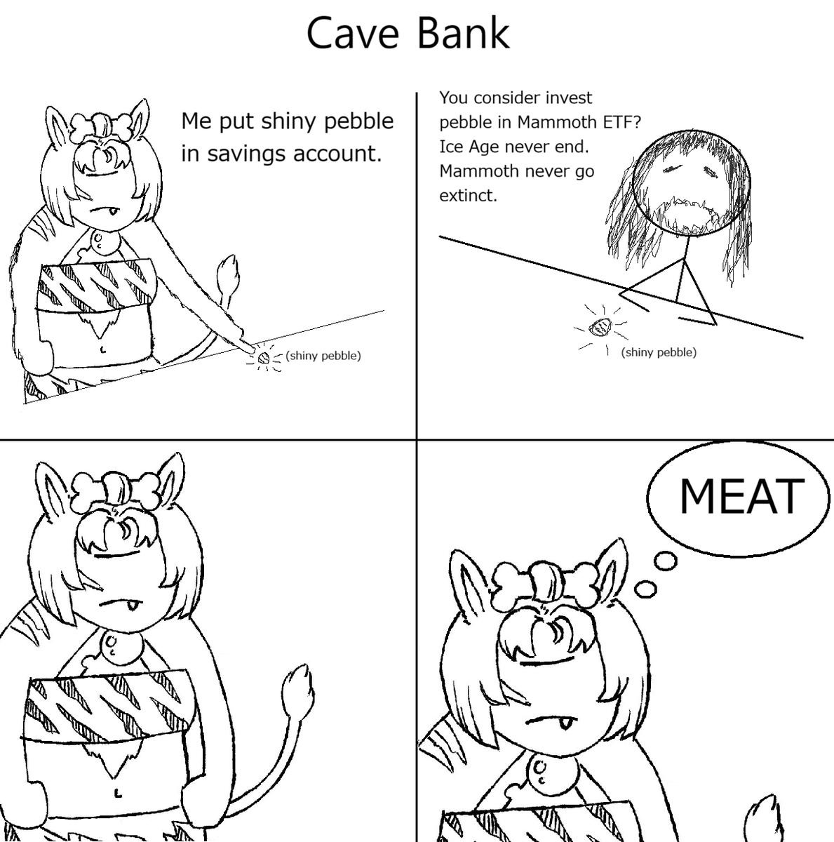 MindlessFudge's tweet photo. I made a comic about @SmilodonnaVT 
I can't draw. Everything done in MS Paint (except for the Smilodonna character which I stole from her Cave Tools comic). https://t.co/6d0FONeDWW