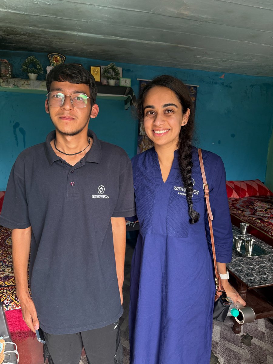 Typhoon_Girl's tweet photo. The third student we visited in Uttarakhand was Abhinav.

Abhinav lives in a small village at the foothills of Badrinath with his mother, father, younger sister, younger brother, and both of his grandparents. The family of seven shares a two-bedroom home.

His grandfather runs a small ice cream shop during the tourist season, while his father works at the local electrical plant. Together, they earn less than $160 a month.

Life in this part of Uttarakhand is shaped by the mountains. On the way to school, the local doodhwala gives Abhinav's younger siblings a ride as a courtesy. On the way home, his younger sister walks nearly 7 kilometers back to the village. It takes her about two and a half hours.

Abhinav will be joining IIT Roorkee to study Computer Engineering.

He spent Classes 6 through 12 at Jawahar Navodaya Vidyalaya, Chamoli, after earning admission in Class 5. He had been a top student from a young age, and after years of hard work, he was selected by Dakshana to attend the Valley Pune campus for JEE coaching. Less than a year later, he earned admission to IIT.

When we asked whether the neighbors were excited about his admission, his parents smiled and told us that no one in their region had even heard of IIT.

Abhinav is exceptionally studious and humble. It was easy to see how much his family values education and how proud they are of everything he has accomplished.

The drive to his home was one of the most beautiful parts of our trip. Surrounded by the mountains near Badrinath, it is an absolutely breathtaking part of India.

I'm excited to see what lies ahead for Abhinav, and I wish him and his family all the very best.

@MohnishPabrai @DakshanaIndia